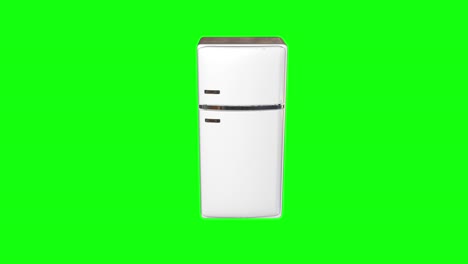 8-Animationen-Alter-Weißer-Kühlschrank-Kühlschrank-Schließende-Tür-Grüner-Bildschirm